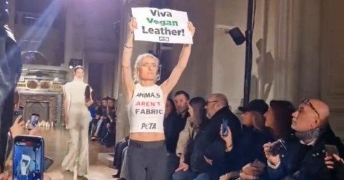 Victoria Beckham's Paris Fashion Week show disrupted by activists on runway