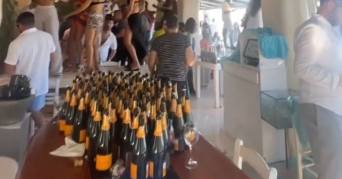 Mohamed Salah's agent Ramy Abbas parties with champagne after new Liverpool deal