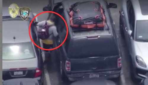 Drone catches thief breaking into car