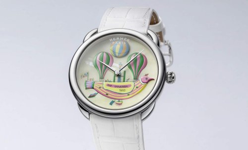 Hermès pays tribute to the pioneers of flying with a perky, animated, and artistic Arceau Les Folies du Ciel Watch