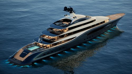 Let alone being under construction, this 380-foot long superyacht is still on the drawing boards with a 2029 delivery date and is already on sale with a $410 million price tag, waiting for a billionaire to pick up
