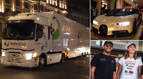 Arab billionaire draws crowds in the middle of the night in London as he takes delivery of his $2.5 million Bugatti Chiron and custom Bentley SUV flown all the way from Saudi Arabia