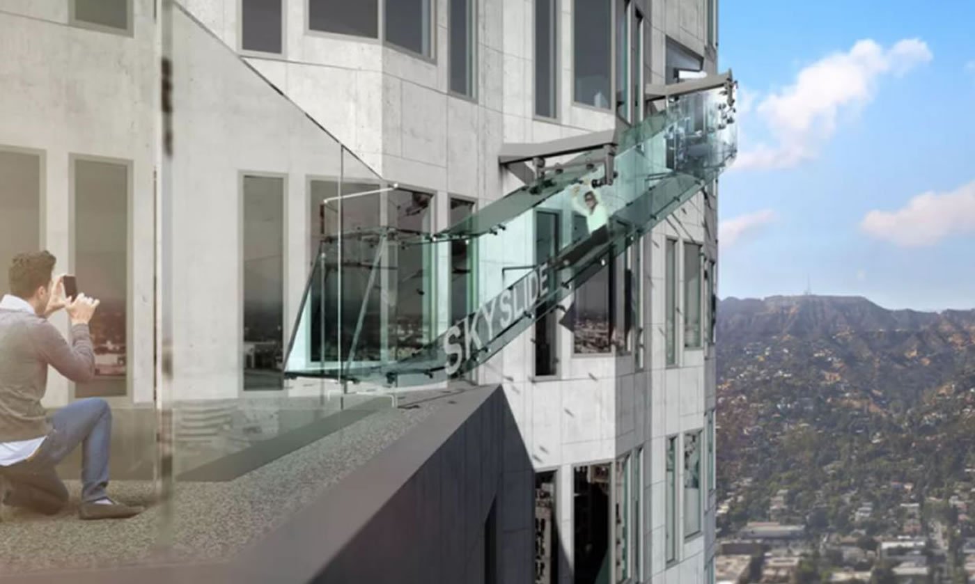Los Angeles skyscraper to feature glass slide, suspended from 1,000 feet above ground - Luxurylaunches