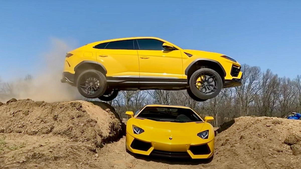 An ultra-rich Youtuber already facing 18 counts of criminal charges for his video of jumping a Ram TRX made another click magnet video of his to be wife’s Lamborghini Urus SUV flying over his Aventador