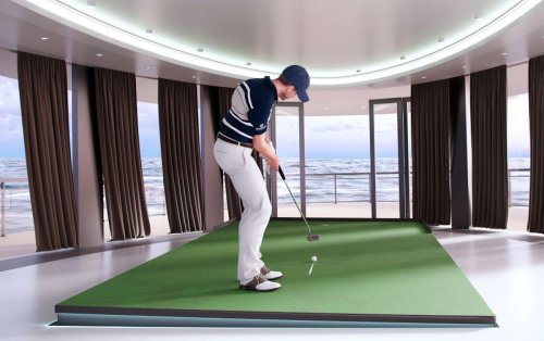 Designed specifically for superyachts, this gyroscopic, self-levelling golf-putting platform is a dream come true for golf-loving millionaires.