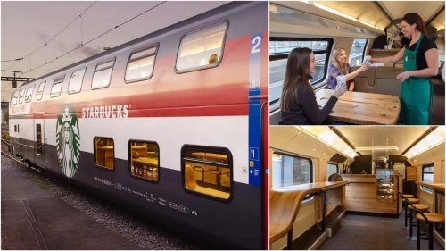 Pumpkin latte with a view – Starbucks once had a full-fledged store on a double-decker train car in Switzerland