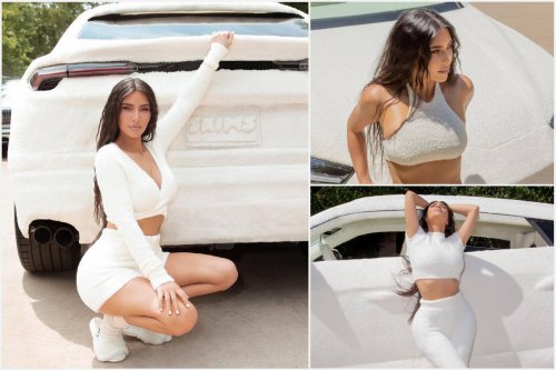 The mother of all car wraps – Kim Kardashian spent a whopping $73,000 to wrap her Lamborghini Urus in Skims underwear fabric