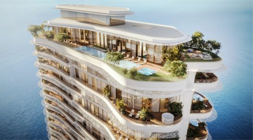 Dubai’s most expensive apartment is a posh $112 million three-story sky villa in the beautiful Bulgari Lighthouse building. The home includes seven bedrooms, private terraces, and rooftop gardens with uninterrupted views of the city’s skyline