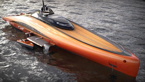 Packing more power than 15 Bugatti Chirons – This hydrogen-powered superyacht concept is so fast that it can fly over water. Expected to launch in 2025 it is made entirely from carbon fiber the 242-long vessel has a helipad, a beach club, and a swimming pool.