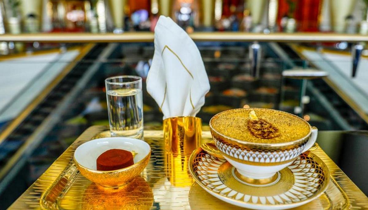 Dubai’s ultra luxurious Burj Al Arab hotel is serving up a coffee with real gold in it