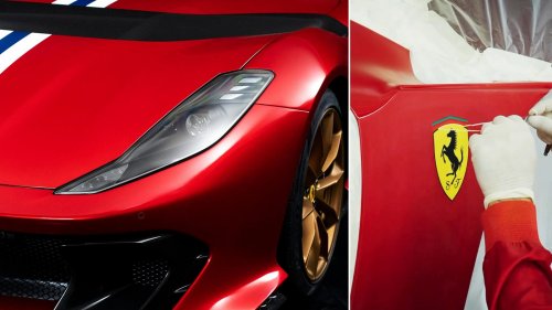 In the age of robotics and automation, Ferrari hand-paints its shield logo for its rich clients as a $17,000 option