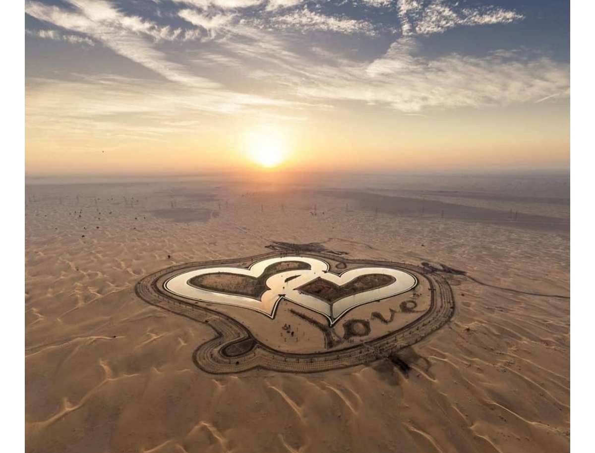 Dubai has built two massive heart shaped lakes in the middle of the desert and they are even visible from space
