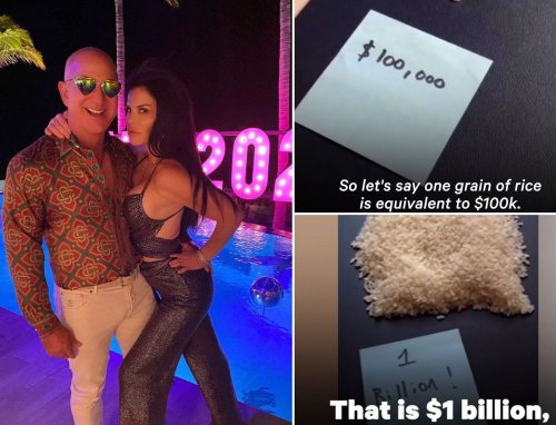 Even after assuming the worth of a single grain of rice as $100,000, this financial influencer had to buy large rice bags from Costco to show how much wealth Jeff Bezos has. It would take a staggering 5 hours just to count the value of his Koru megayacht in grains of rice.