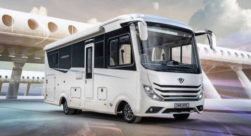 This luxurious $475,000 German motorhome has a garage that will let you travel to the most exotic locations with a hatchback stowed onboard