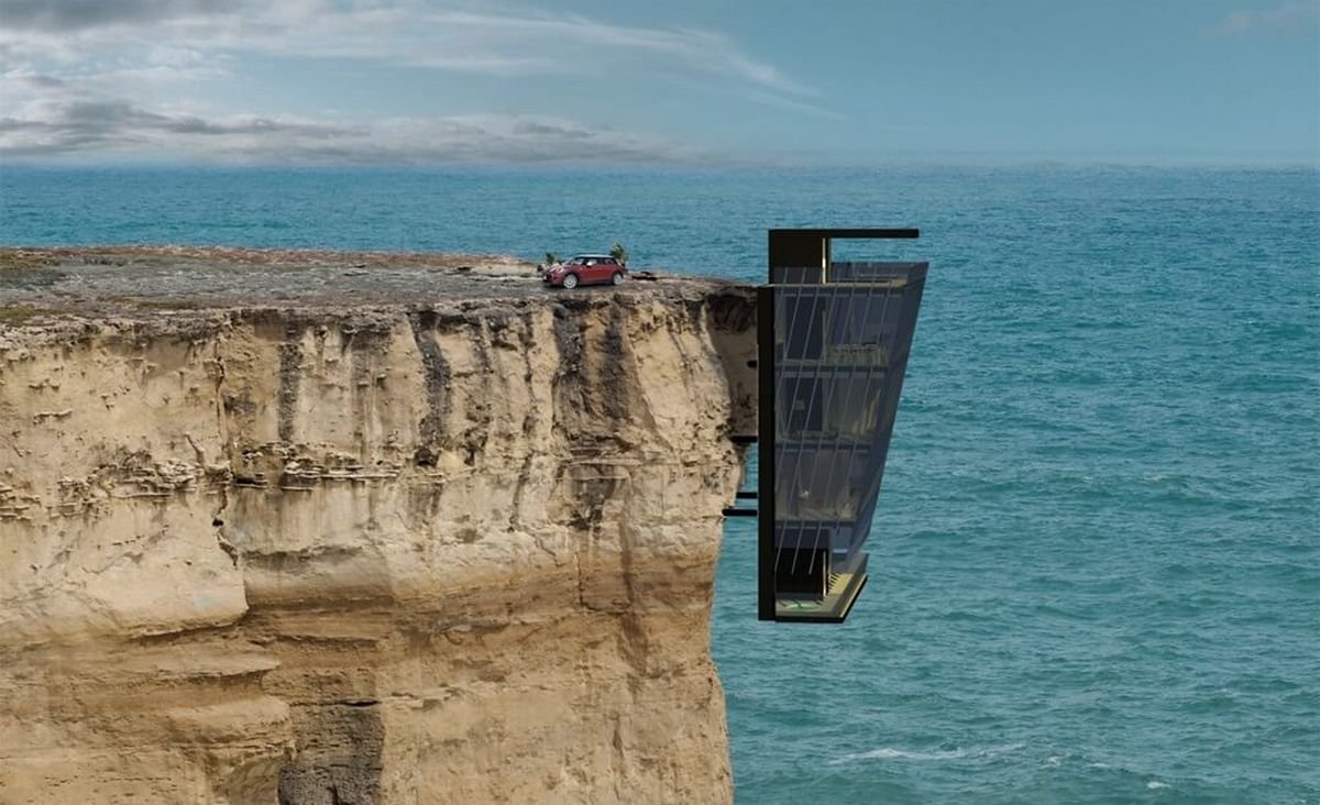 Suspended on a cliff above the Australian ocean this house is even cooler than Tony Starck’s mansion