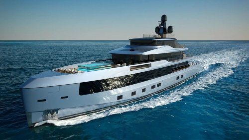 A young American couple has commissioned this gorgeous 184-foot-long superyacht. The first-time buyers spared no expense on features; despite its modest size, the vessel boasts an expansive master suite, firepit, beach club, and swimming pool.