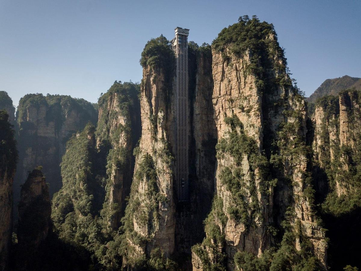 China has built the worlds highest outdoor elevator – The massive glass lift zips tourists to a 1,070 feet cliff that had inspired the landscape of avatar