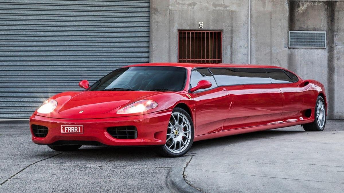 Someone converted a Ferrari into a stretched limo – It seats 6 passengers, has scissor doors, two TV’s and even packs a full fledged bar