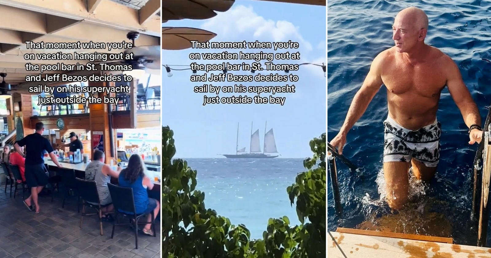 Guests sipping cocktails in an idyllic Caribbean resort were taken aback upon seeing Jeff Bezos’ mammoth $500 million Koru superyacht sailing on the horizon, with onlookers comparing the 416-foot-long vessel, with 20-story-tall masts, to a menacing pirate ship.