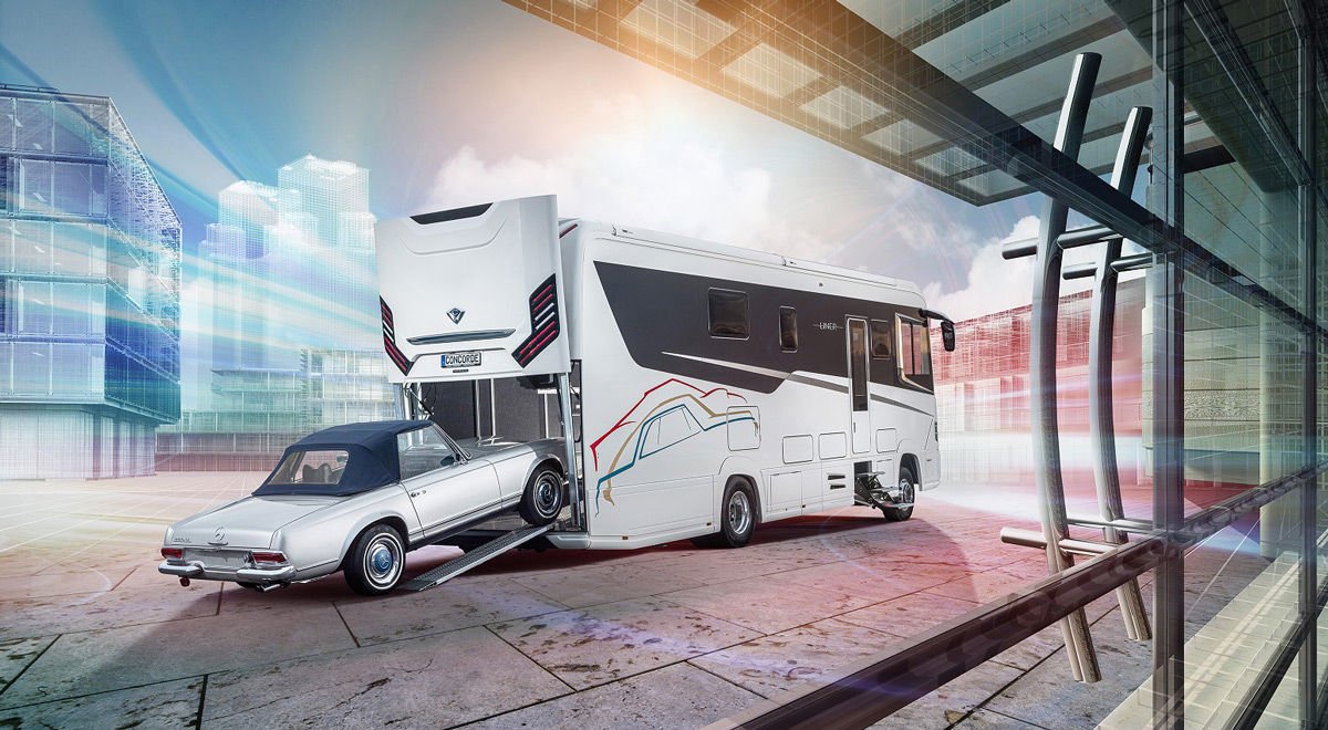 These ultra luxury motorhomes can carry a car in their garage - cover