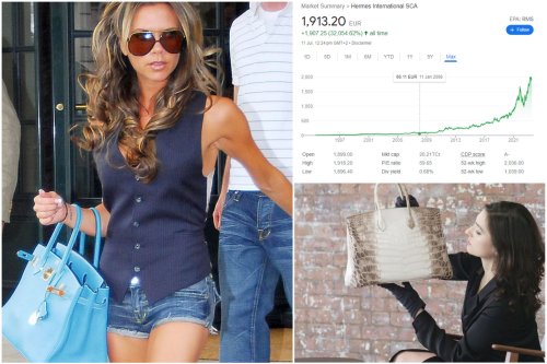 16 years ago, if Victoria Beckham had invested in Hermes shares instead of spending $315,000 to buy 90 Birkin bags, her investment would be worth an astonishing $7.3 million today. That's a return of 2,320% for the fashion icon. - Luxurylaunches