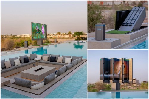 Porsche design has helped build the worlds largest outdoor television – Hidden underground when not in use the 201-inch screen unfolds and transforms into a screen in just 40 seconds.