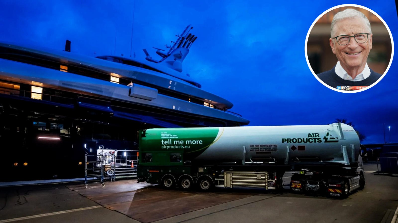 Forget diesel; a specialized tanker topped off Bill Gates’s $650 million hybrid superyacht with liquid hydrogen chilled to a bone-chilling –423.4 degrees Fahrenheit so the Microsoft co-founder can enjoy emissions-free cruising
