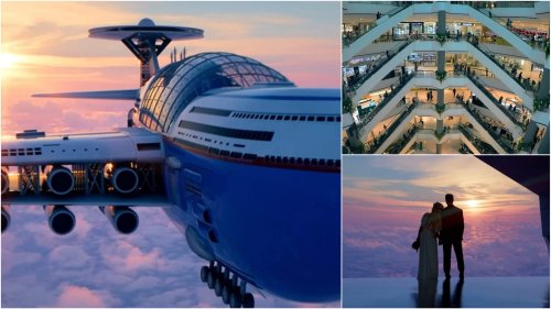 This mammoth nuclear-powered flying luxury hotel concept can carry 5,000 passengers in utmost comfort. Dwarfing even the Airbus A380, it is designed to be in the skies for months; it will have a shopping mall, multiple restaurants, and even a swimming pool.