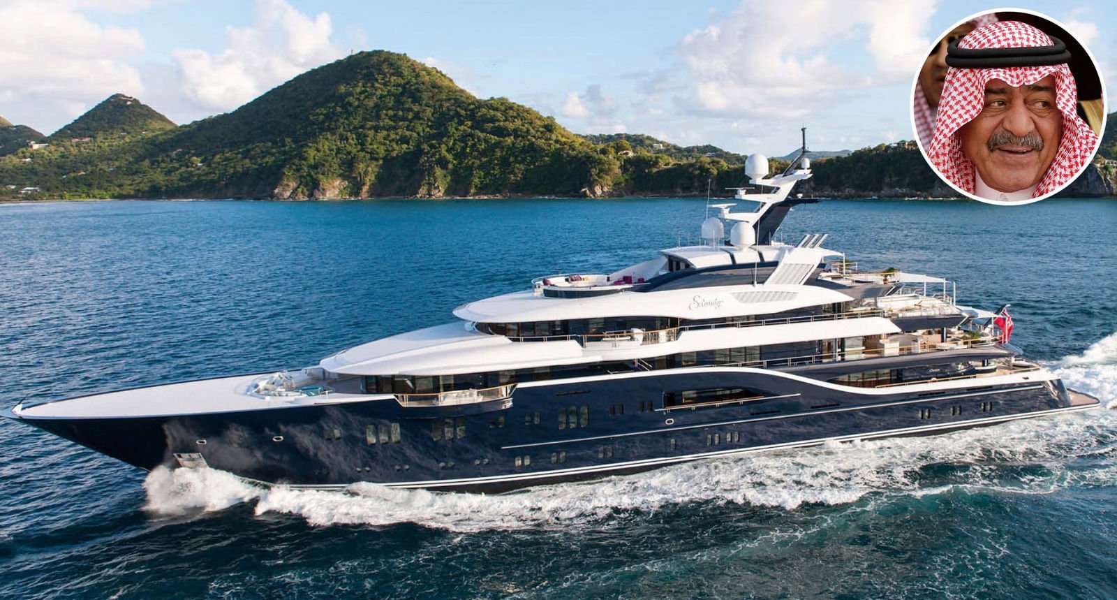 Gifted to a Saudi prince, this $150 million Lurssen superyacht boasts gold leaf ceilings and a 280-foot golden sculpture made up of 1,423 jewel-toned flower points. The Solandge Yacht is so stunning that it was featured in the season finale of the HBO TV drama ‘Succession’.