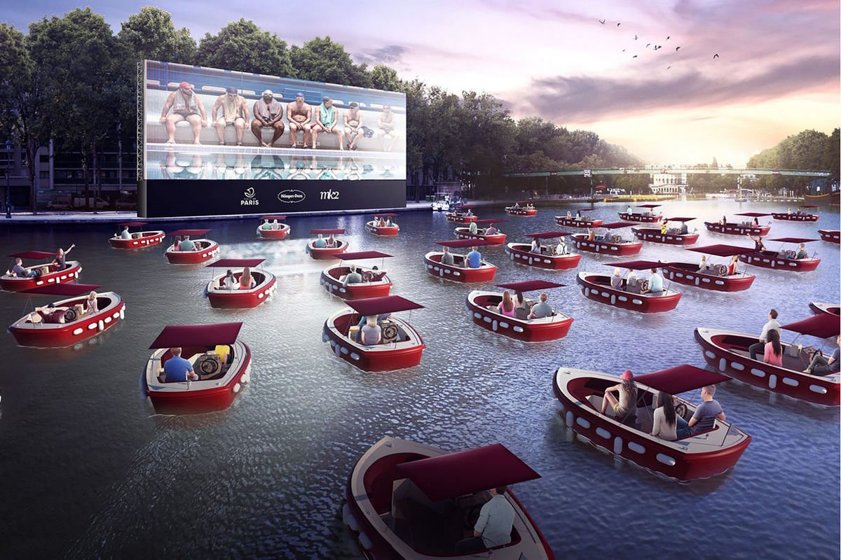 Have a look at this floating movie theater in Paris complete with socially distant boats