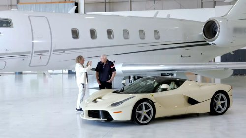 Rock legend Sammy Hagar’s one-of-one Ferrari LaFerrari which he customized to match his private jet up for sale. Driven for only 1100 miles the car is expected to fetch more than $1.5 million.