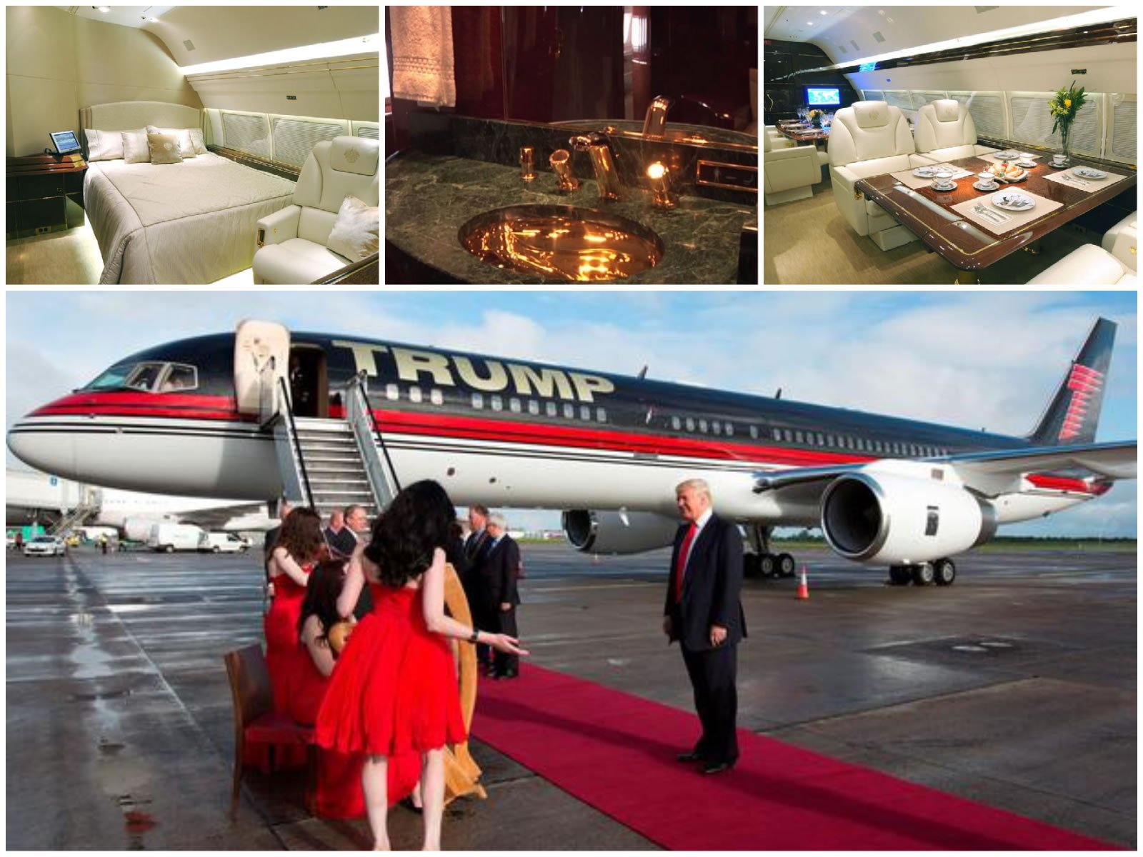 Fitted with gold bathroom fittings and seat buckles, Donald Trump’s prized $100 million Boeing 757 private jet is rotting away with an engine removed. Will Trump be flying commercial soon?