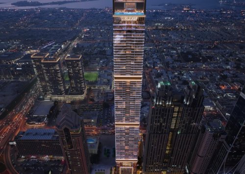 Donald Trump is turning Dubai’s skyline gold with a $1 billion, 1,150-foot Trump Tower that will crown the city with the world’s highest pool, a velvet-rope club, and $20 million penthouses that can be bought with Bitcoin