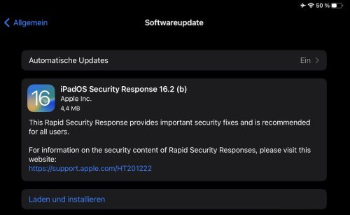 Apple testet weiteres „schnelles Sicherheitsupdate“ unter iOS 16.2