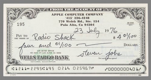 Apple Computer Check Signed by Steve Jobs Expected to Fetch More Than $25,000 at Auction