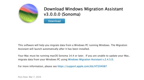 Windows Migration Assistant Upgraded for macOS Sonoma 14.4