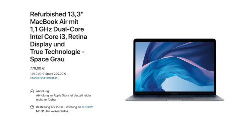 Das Intel-Macbook-Air zum Niedrigstpreis von 779 €