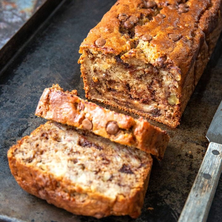 Bananenbrot mit Schokolade