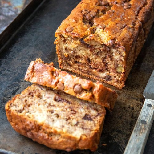 Bananenbrot mit Schokolade