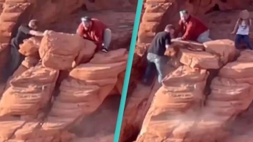 VIDEO: Mit voller Absicht - Touristen zerstören Felsformation in Nationalpark!