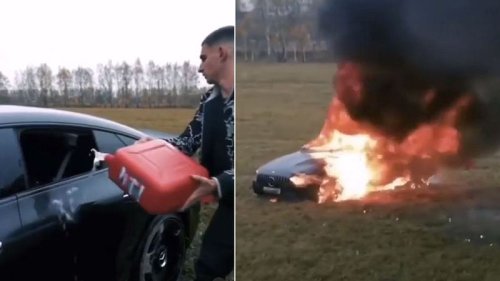 Russischer Influencer zündet seinen 200.000-Euro-Mercedes an