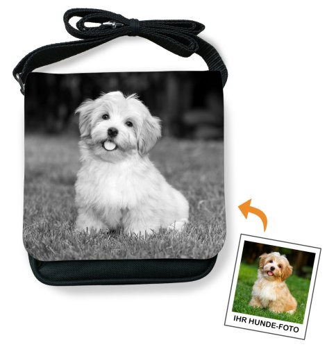 Mein liebstes Hunde-Foto in Schwarz/Weiß- Personalisierte Gassitasche (klein)