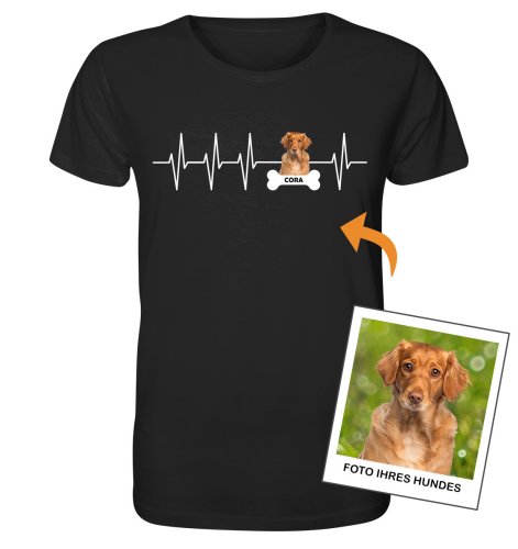Herzschlag Hund mit Foto – Personalisiertes Bio-T-Shirt für Herren