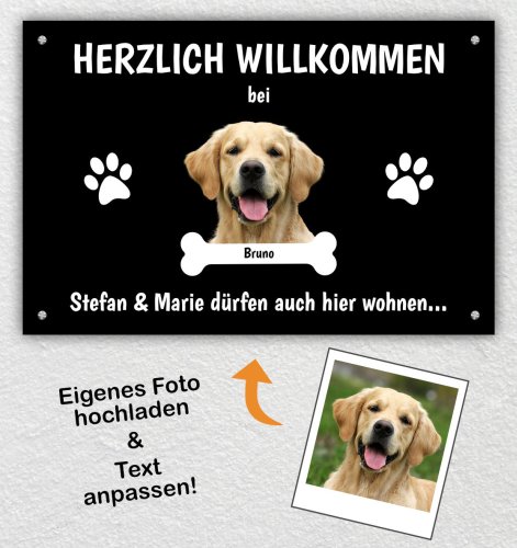 Herzlich willkommen beim Hund mit Foto – Personalisiertes Hundeschild