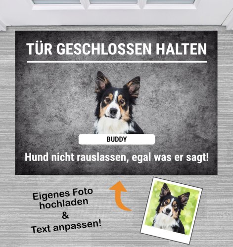Tür geschlossen halten mit Hunde-Foto - Personalisierte Fußmatte