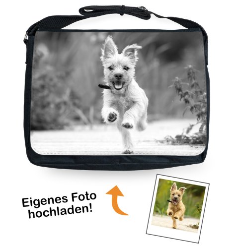 Lieblingsfoto Hund in Schwarz/Weiß- Personalisierte Gassitasche (groß)