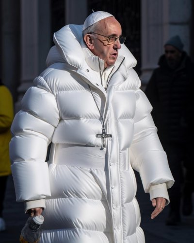 Papa de casaco estiloso, a primeira imagem falsa de IA viral?