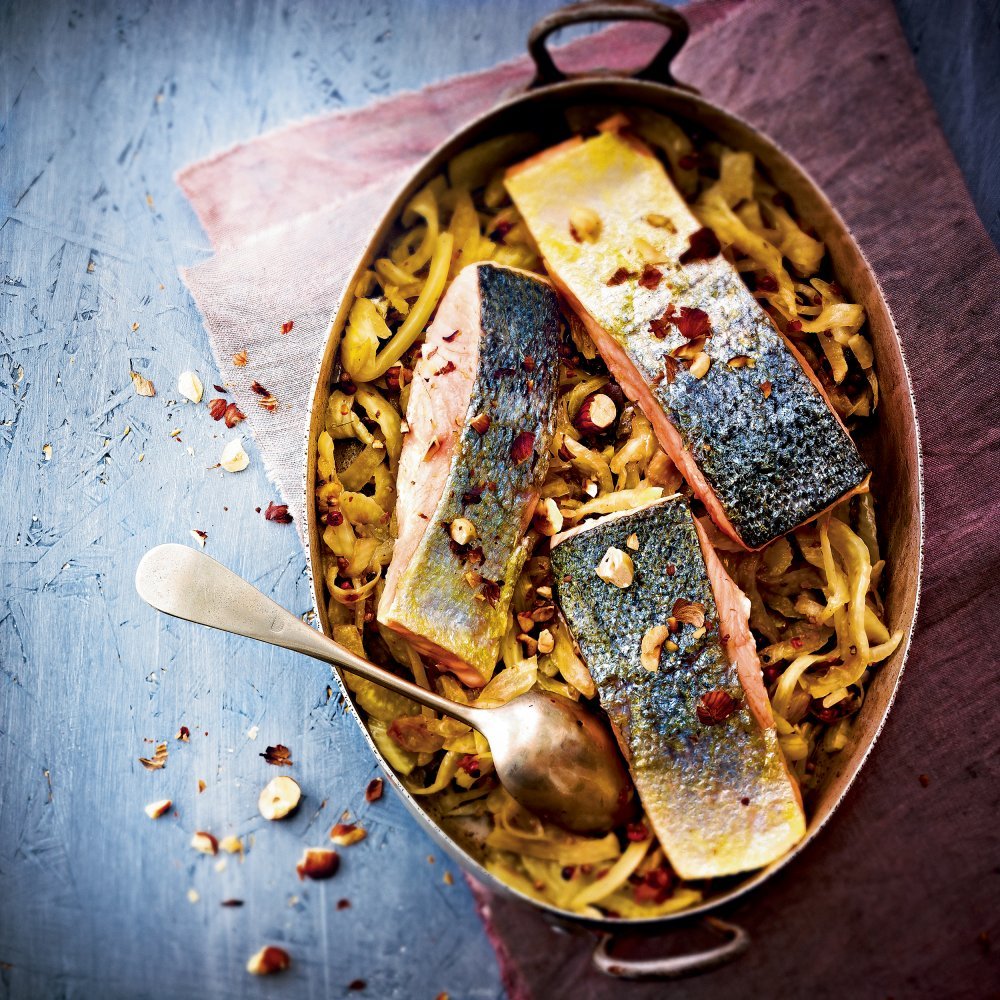 Pavés de saumon et fenouil rôtis au four