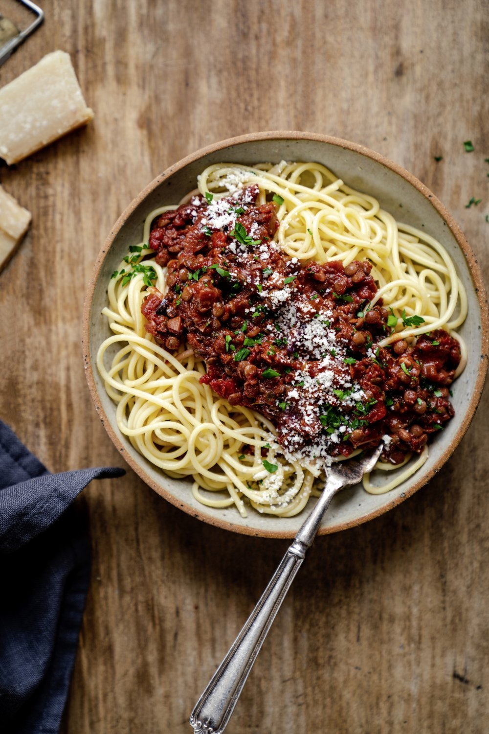 Spaghettis et bolognaise de lentilles