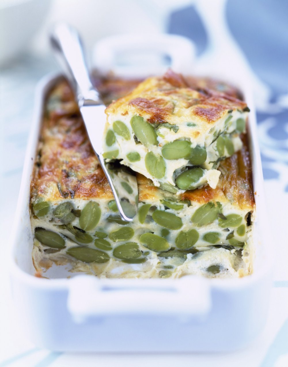 Clafoutis aux fèves et à la menthe